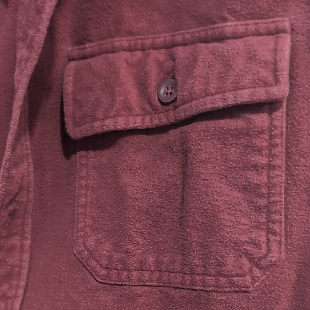 L.L. Bean Maroon Heavyweight Cotton Men's XL Tall Button Down L/S Shirt Shacket - Picture 5 of 5